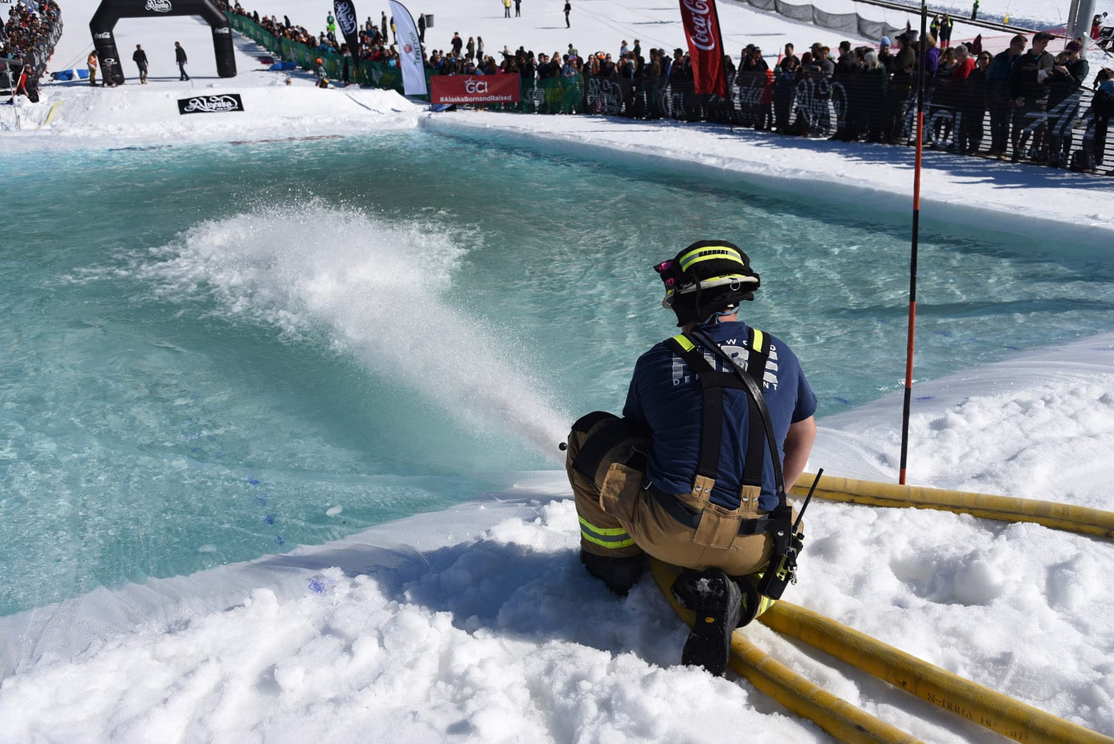 Skiers at the 2018 Alyeska Slush Cup