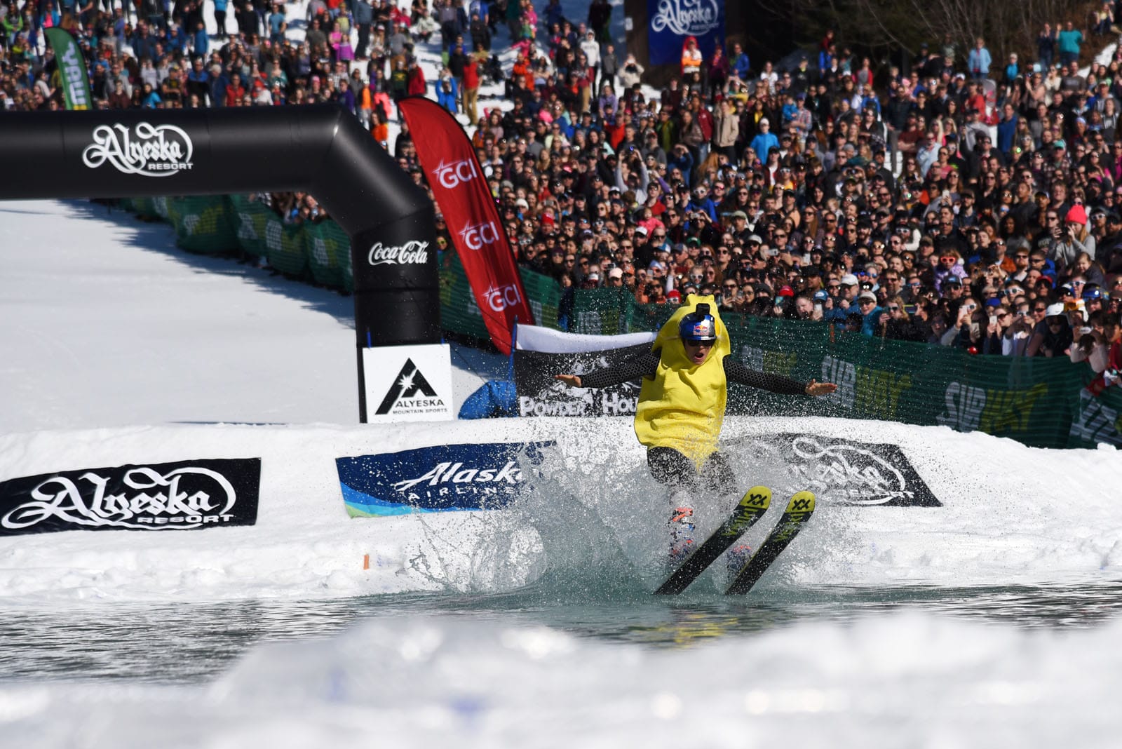 Skiers at the 2018 Alyeska Slush Cup