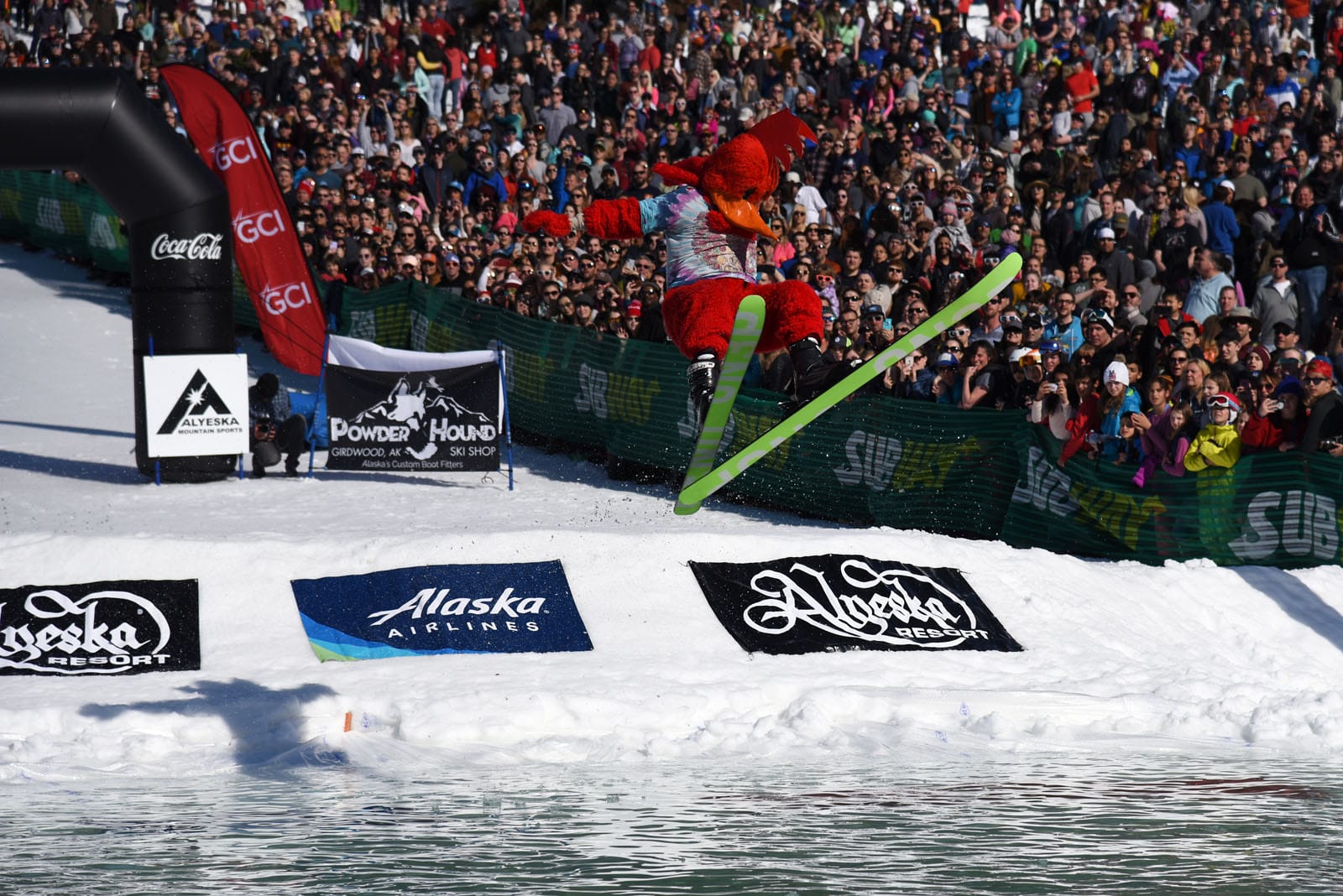 Skiers at the 2018 Alyeska Slush Cup