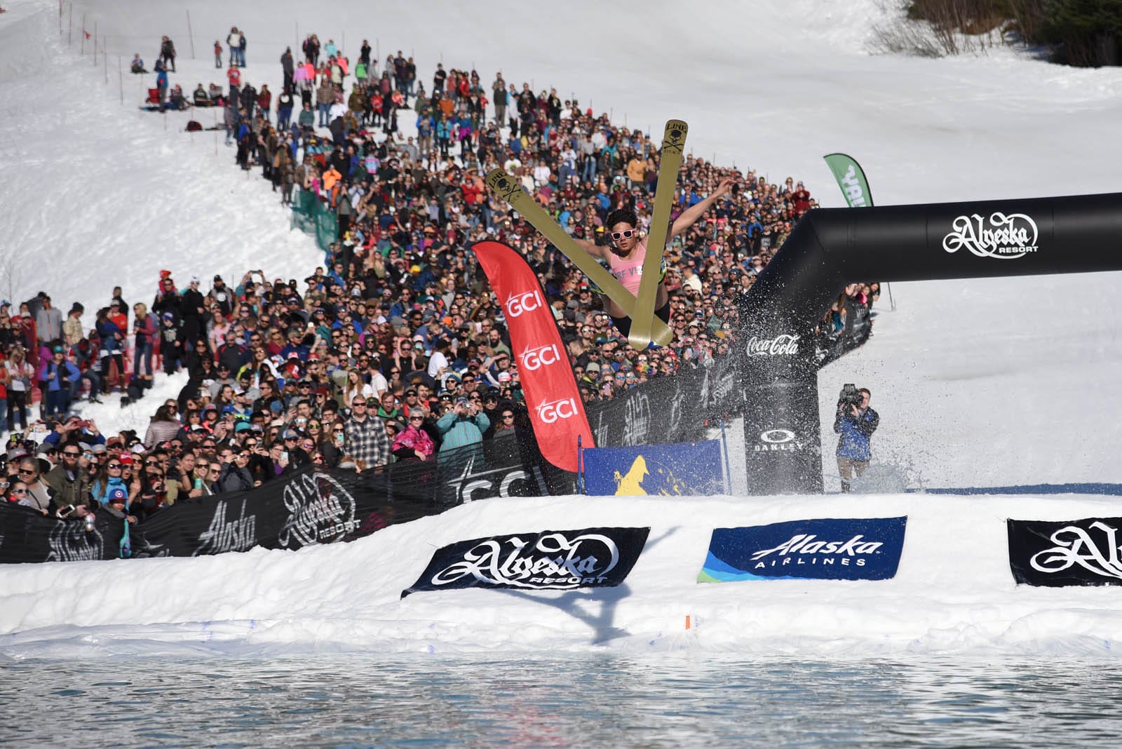 Skiers at the 2018 Alyeska Slush Cup