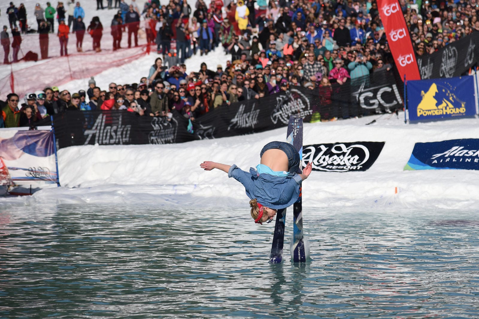 Skiers at the 2018 Alyeska Slush Cup