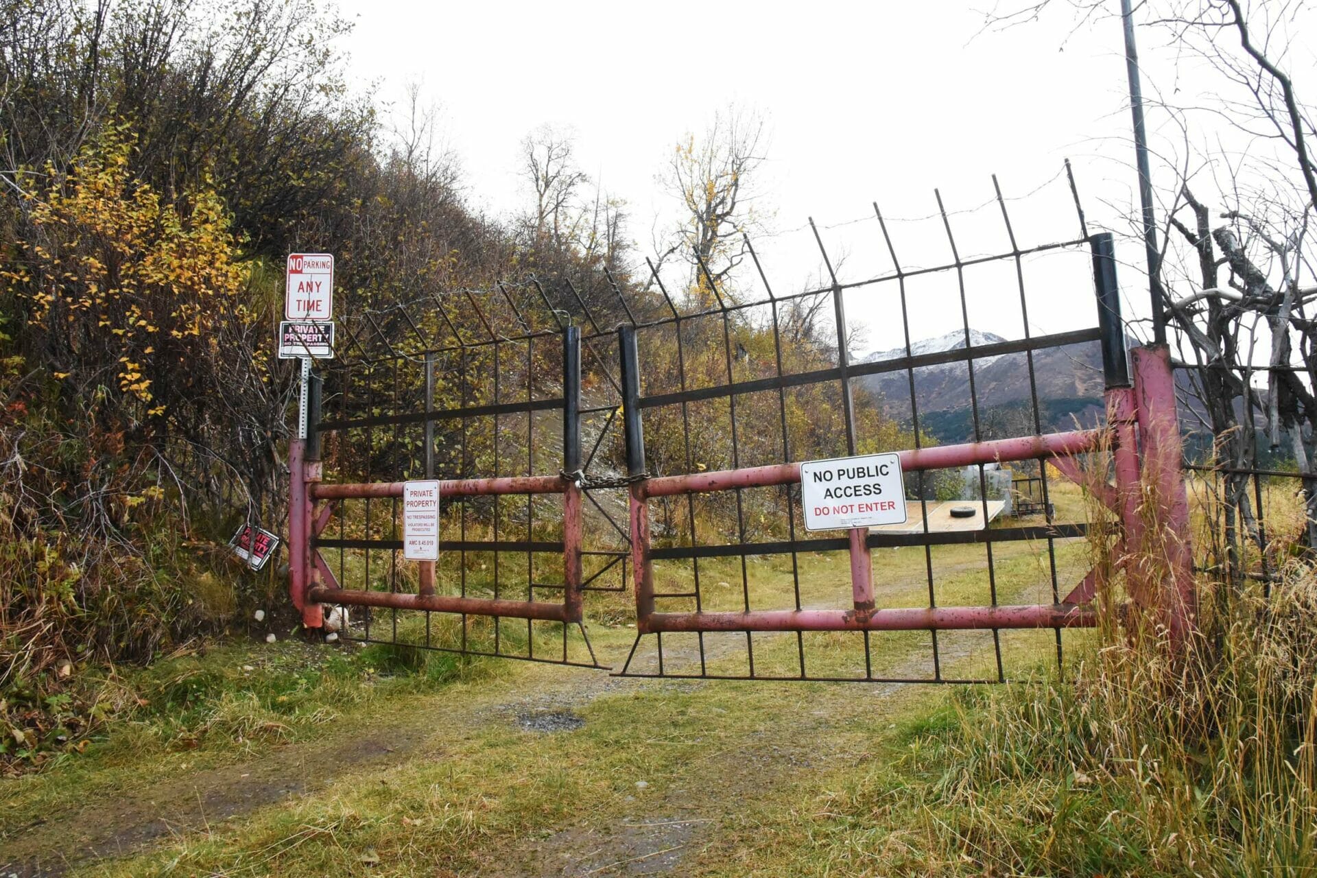 Frank Pugh gate on Anchorage hillside