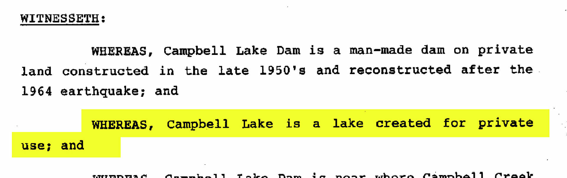 Quote from agreement between Campbell Lake HOA and Municipality of Anchorage