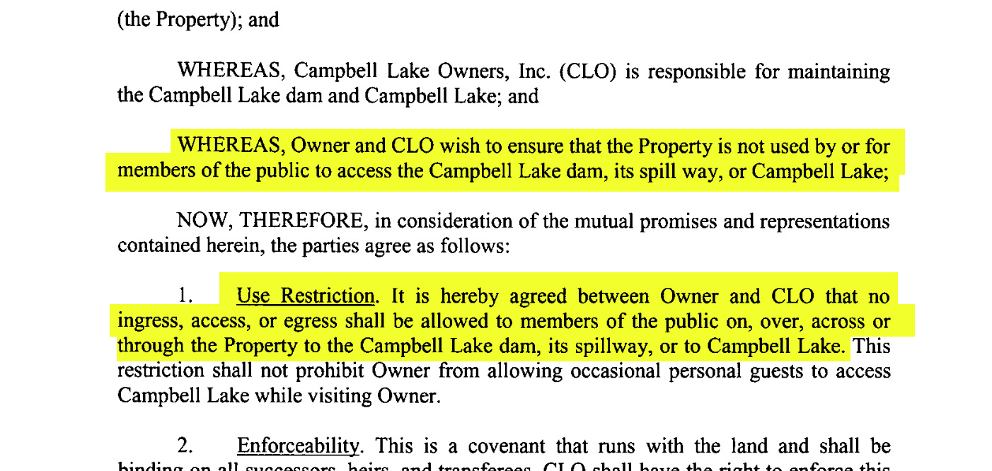 Campbell Lake HOA agreement