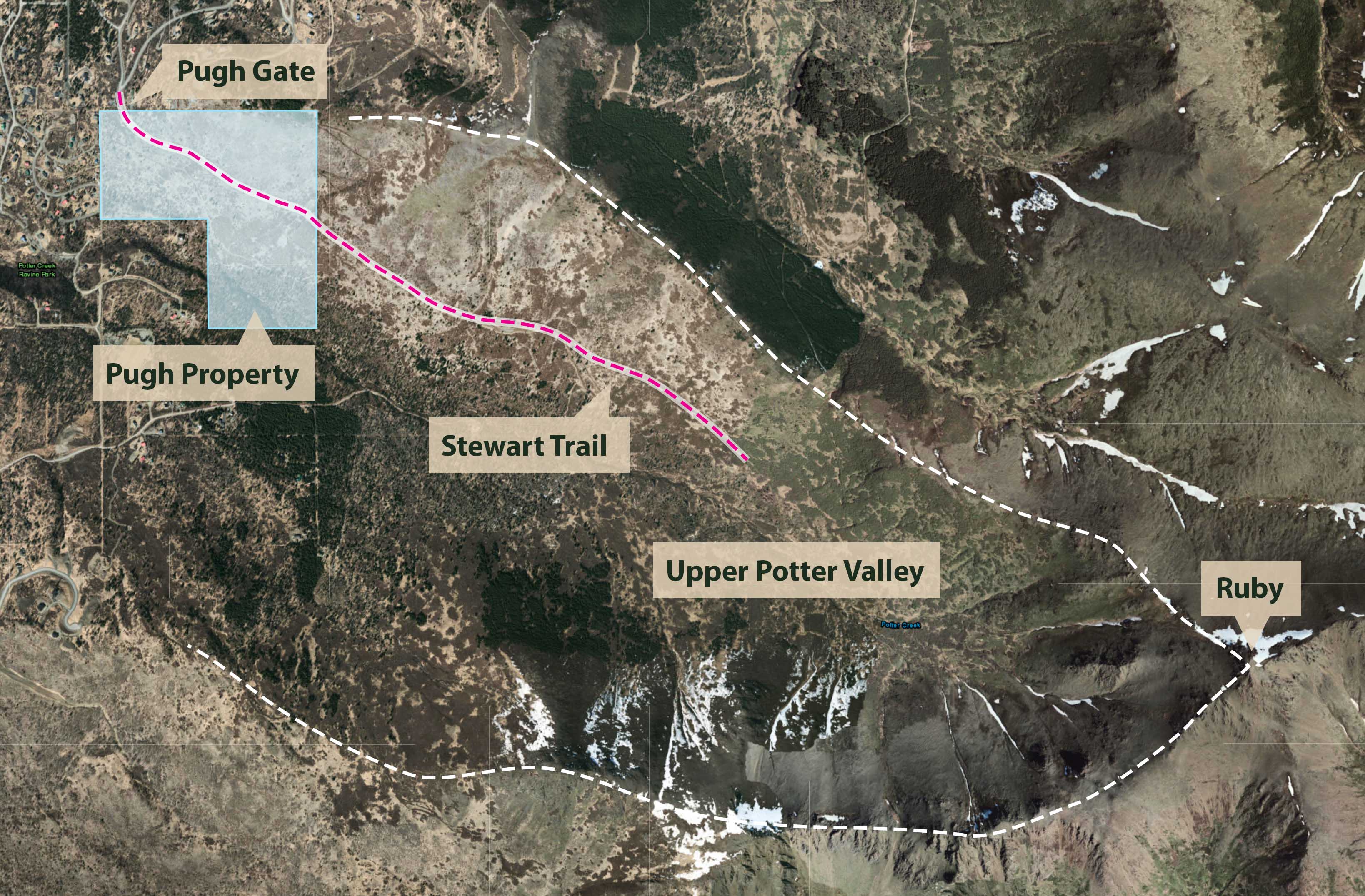 Map showing land controlled by Frank Pugh in Upper Potter Valley