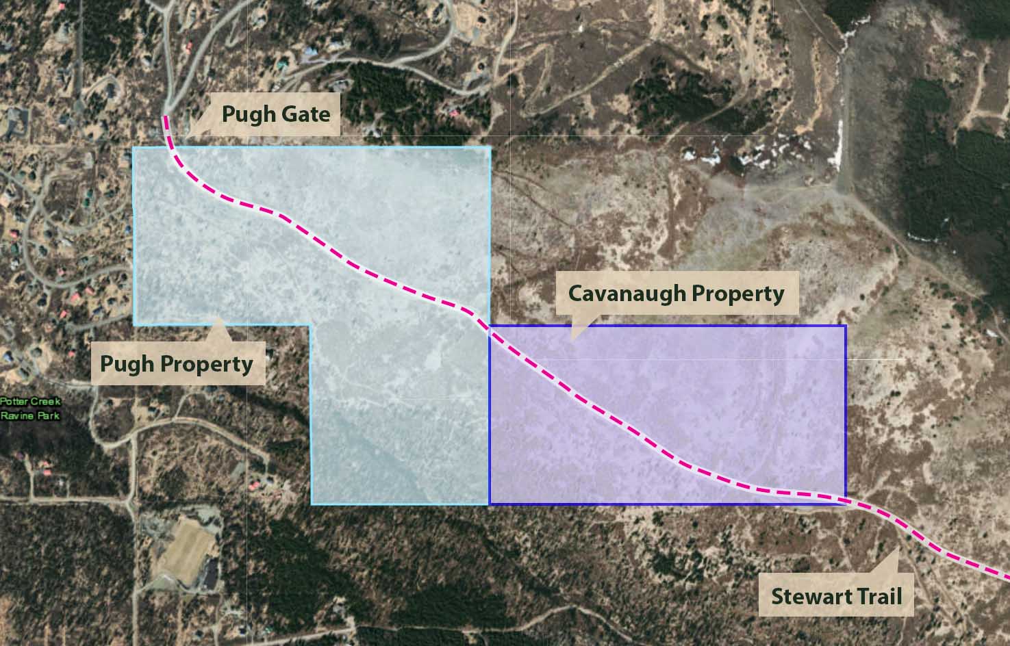 Map showing Cavanaugh property