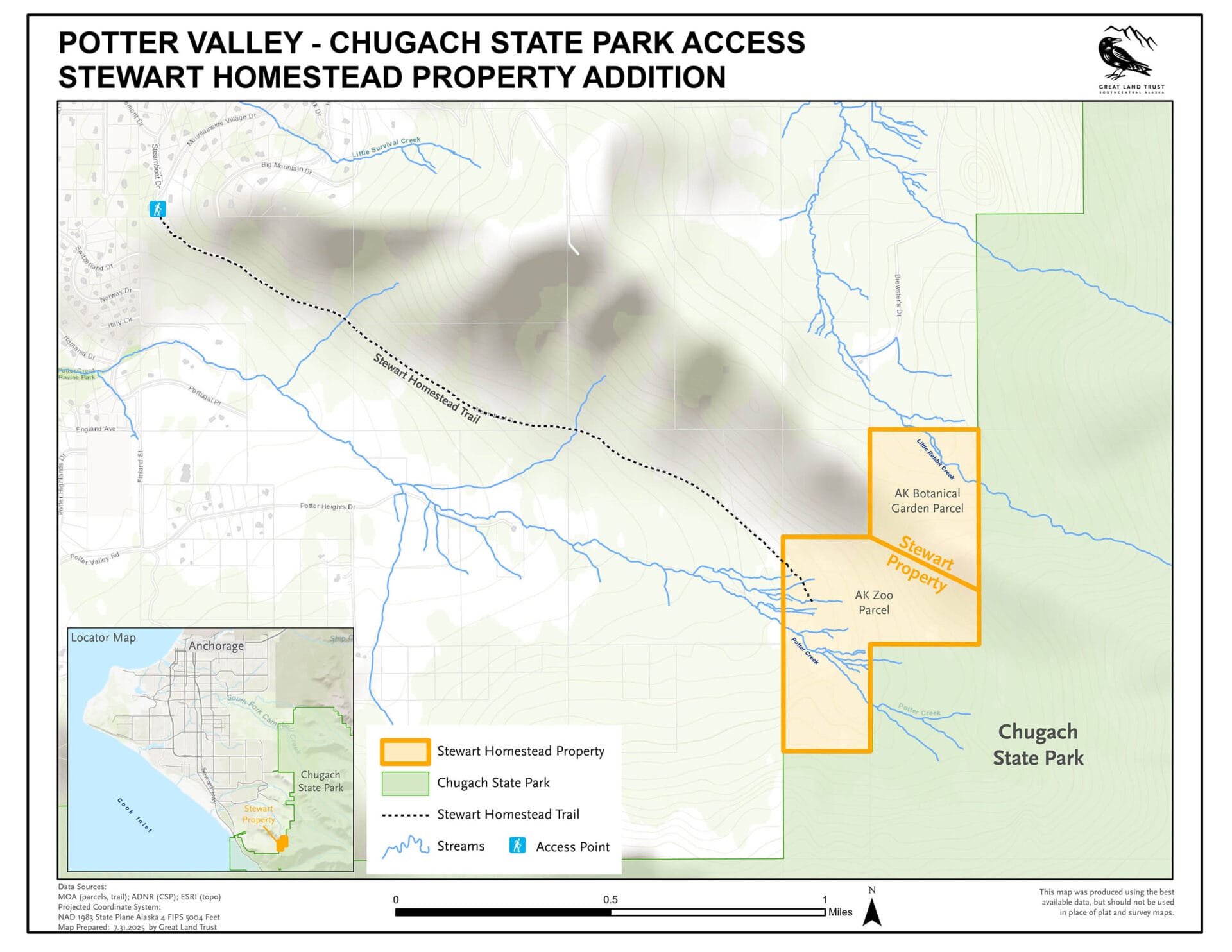 Map of GLT purchases and Stewart Trail